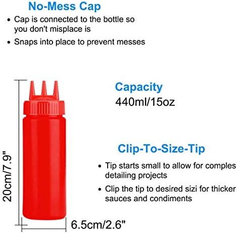 15oz Red Durable Squeeze Bottle Multi-Purpose Kitchen Tool Leak-Proof