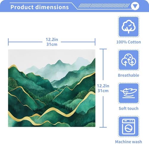 Xigua Green Mountains Washcloths Set of 2 12x12 Inch 1