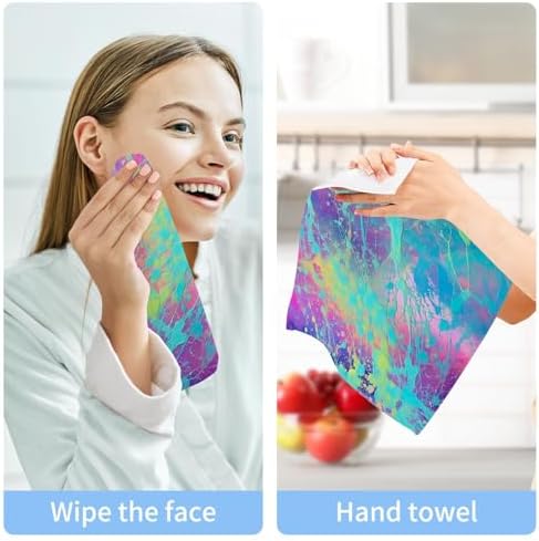 Iridescent Washcloth Set Soft AbsorbentReusable Washcloths for Baby and Fingertip Towels