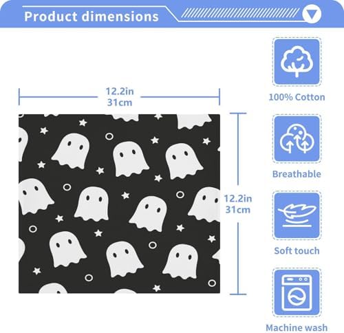 Halloween Ghost Washcloth Set - Spooky Soft Reusable Face Towels