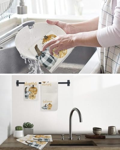 Thanksgiving Fall Waffle Dish Towels Set of 4