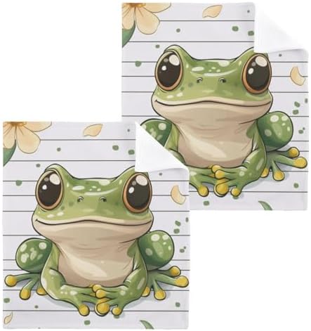 2-Pack Cute Frog Washcloths for Bathroom 12x12in