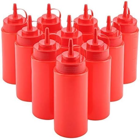 10-Piece 460ml Plastic Squeeze Condiment Bottles Dispense Oil Vinaigrette Crafts Smoothly