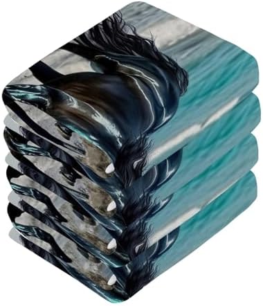Perfect Set of Horse Washcloths for Baby Soft Reusable 12x12 Inch