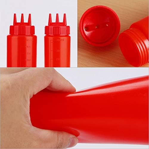 15oz Red Durable Squeeze Bottle Multi-Purpose Kitchen Tool Leak-Proof