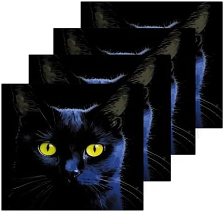 YettasinBin Black Cat Reusable Washcloth Set