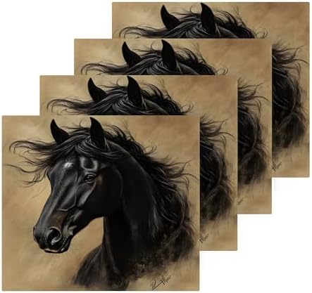 Black Horse Washcloths Set