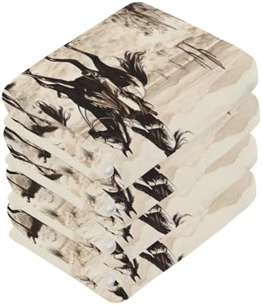 Desert Cowboy Washcloth Set 12x12 Soft Cotton Face Towels