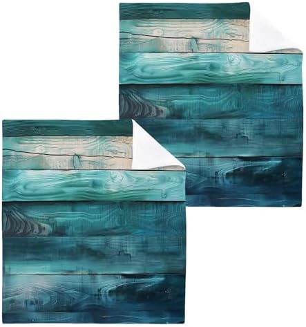 YETTASBIN Teal Green Washcloth Set 2pk Soft Reusable Face Towels