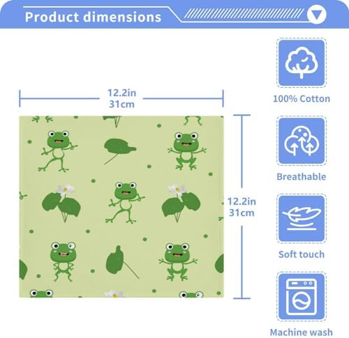 Yettasbin Cute Frog Washcloths 2 Pack Soft Absorbent Towels