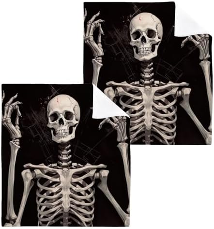 Skeleton Washcloths 2 Pack - Soft Absorbent Cotton Baby Face Towels