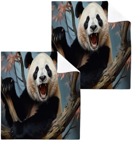 YETTASBINPanda Washcloths 2 Pack Soft Reusable Towels