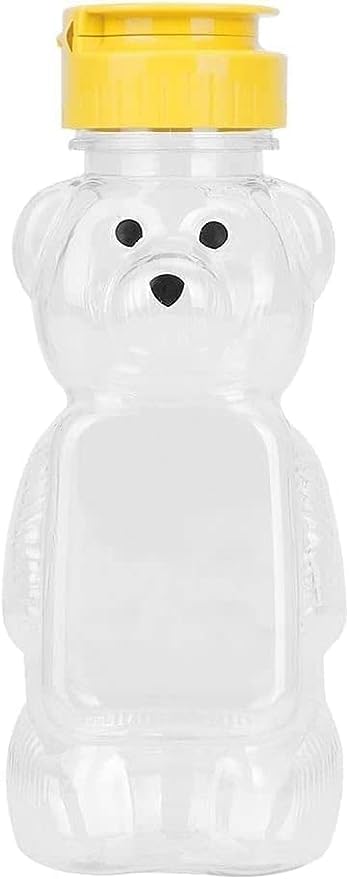 2Pcs Yellow Bear Honey Squeeze Bottles with Flip-top Lid