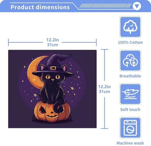 Halloween Cat Washcloth Set for Home Kitchen
