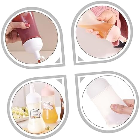 2Pcs 350ml Squeeze Condiment Bottles wScale for Kitchen Use