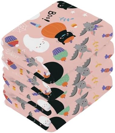 Cat Halloween Washcloth Set -Reusable Soft 12x12 Pkg of 2