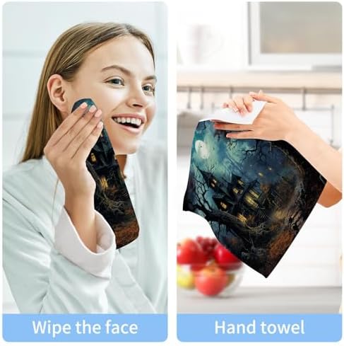 YETTASBIN Halloween Castle Washcloths 2 Pack
