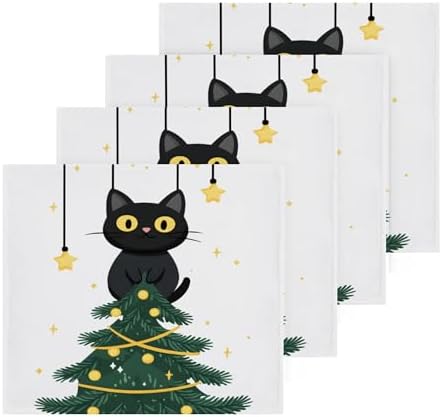 Xigua Christmas Tree Cat Washcloth Set 2-12 12x12 Inch