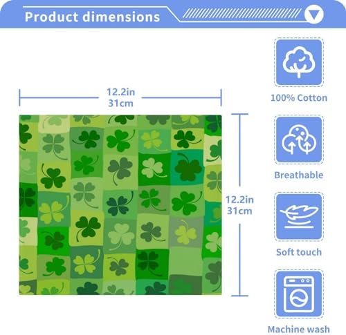 Yettasbin St Patricks Day Clover Washcloths Set