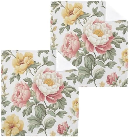 Xigua Peonies Washcloth Set - Fast Drying Super Absorbent Multi-Purpose Towels