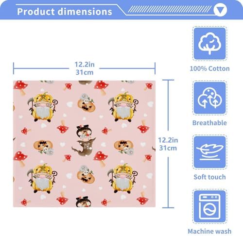 Halloween Gnome Washcloths - Soft Absorbent Reusable Face Towels