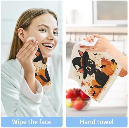 Xigua Cute Black Cat Washcloths Set of 2 12x12 Inch