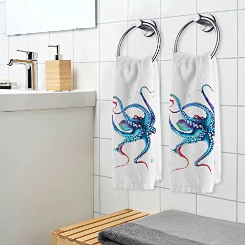 ALAZA Octopus Hand Towels Luxury Soft Cotton Bath Towels for Bathroom Sets
