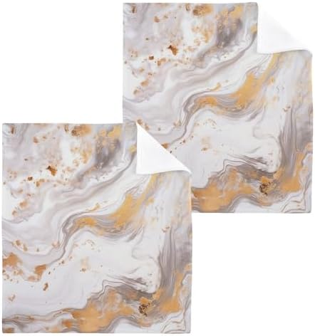 Marble Washcloth Set Soft Reusable Aesthetic Bath Towels with 12x12 Size