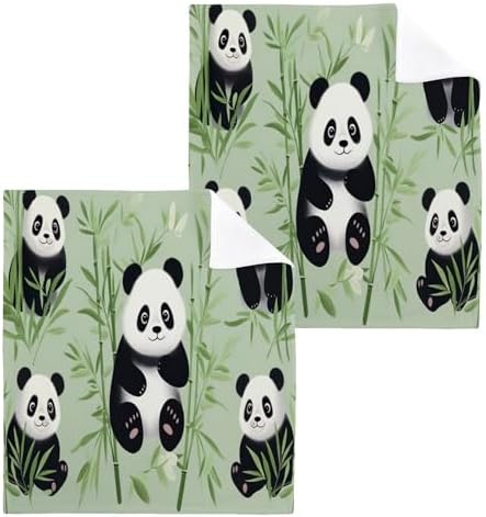 YETTASBIN Panda Washcloths 2 Pack Soft Absorbent Face Towels