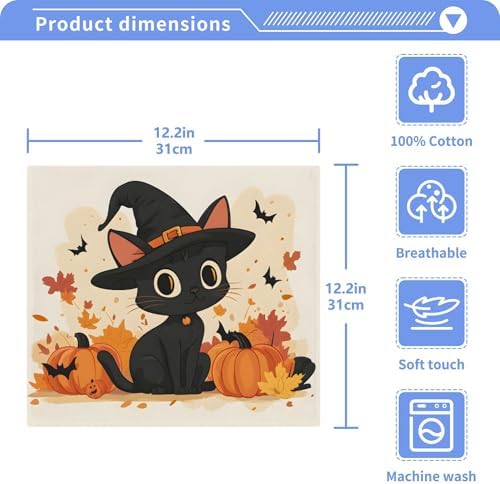 Xigua Cute Black Cat Washcloths Set of 2 12x12 Inch