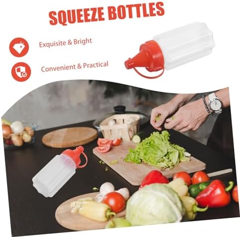 Set of 4 Condiment Squeeze Bottles for Salad Dressing and More