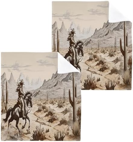 YETTASBIN Western Cowboy Washcloths 2 Pack