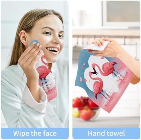 Flamingo Washcloths 2 Pack Soft Absorbent Cotton Bath Towels