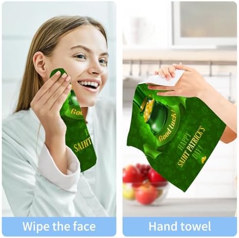St Patricks Day Clover Washcloth Set