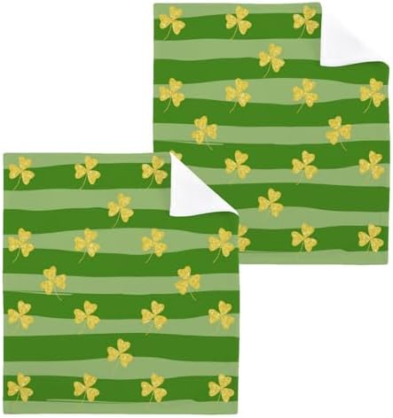 St Patricks Day shamrock washcloths 12x12 inch soft absorbent reusable face towels