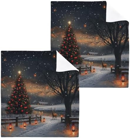 Xigua Christmas Tree Washcloth Set for Home Kitchen