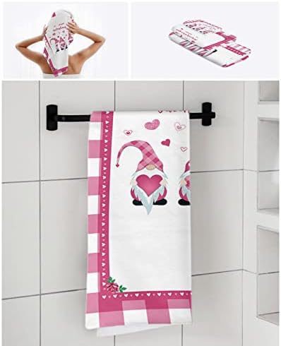 Adorable 3-Piece Check Gnomes Buffalo Border Travel Travel Towels