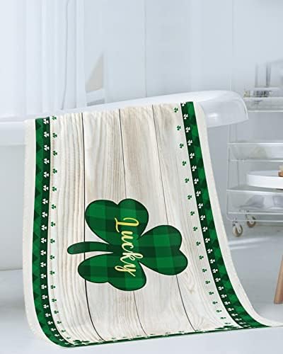 ZOE GARDEN Buffalo Plaid Check Shamrock Bath Towels Set