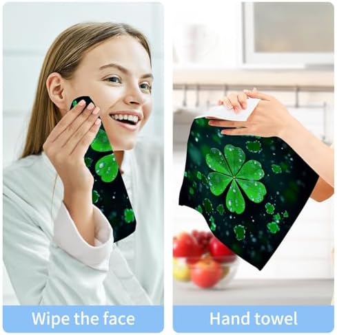 St Patricks Day Clover Washcloth Soft Reusable 12x12 inch