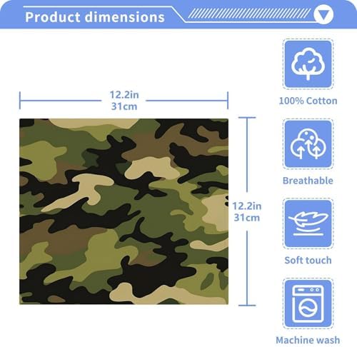 Camo Washcloths 2 Pack Soft Absorbent Cotton Face Towels