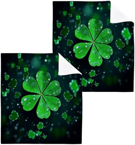 St Patricks Day Clover Washcloth Soft Reusable 12x12 inch