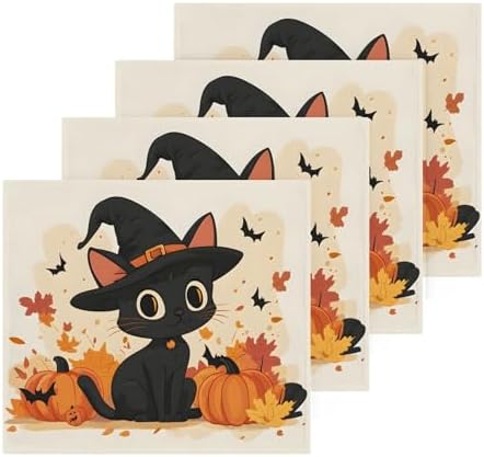 Xigua Cute Black Cat Washcloths Set of 2 12x12 Inch