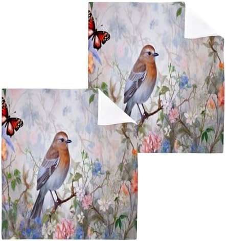 bird flower washcloth 2 pack reusable