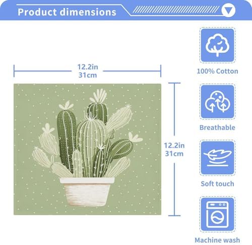 Cactus Washcloth 2-Pack SoftReusable Cotton Face Towels