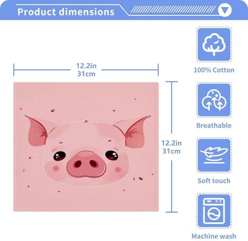 YettasBin Pink Pig Washcloth Set - Soft Absorbent Reusable for Home Travel