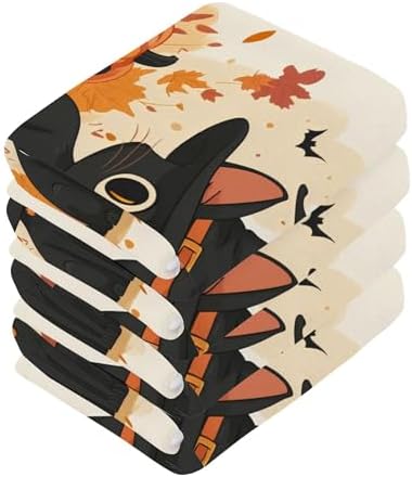 Xigua Cute Black Cat Washcloths Set of 2 12x12 Inch