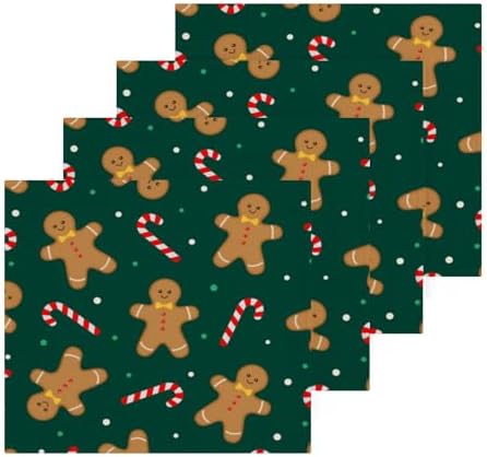 Christmas Gingerbread Man Washcloth Set 12x12 Soft Absorbent Washcloths