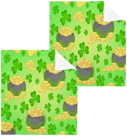 St Patricks Day Shamrock Washcloth Set Soft Cotton Face Towels