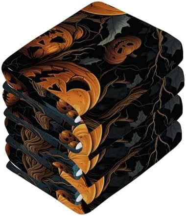 YETTASBIN Halloween Pumpkin Washcloths 2 Pack