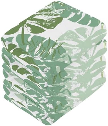 Burbuja Green Palm Leaves 100 Cotton Washcloth Set